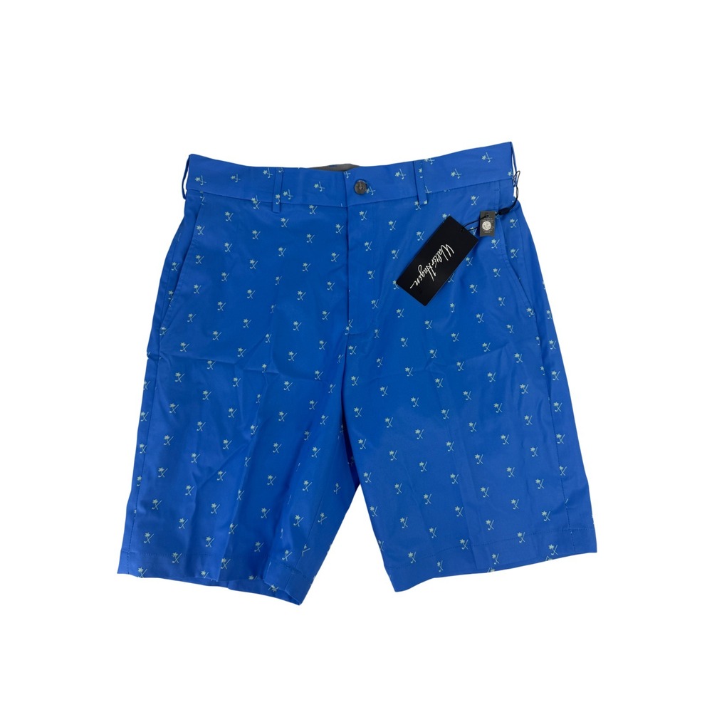 Walter Hagen Perfect 11 Golf Shorts Palm Clubs Print Sea Blue Size 32 New 10" In